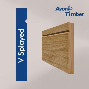 V Splayed Profile Solid Oak Skirting Board (Per Metre)