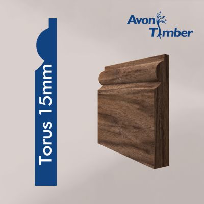 Solid American Black Walnut 15mm Torus Skirting (Per Metre)