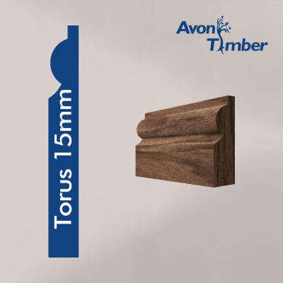 Solid American Black Walnut 15mm Torus Architrave (Per Metre)